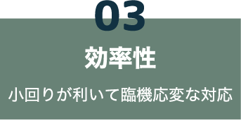 03 効率性 小回りが利いて臨機応変な対応